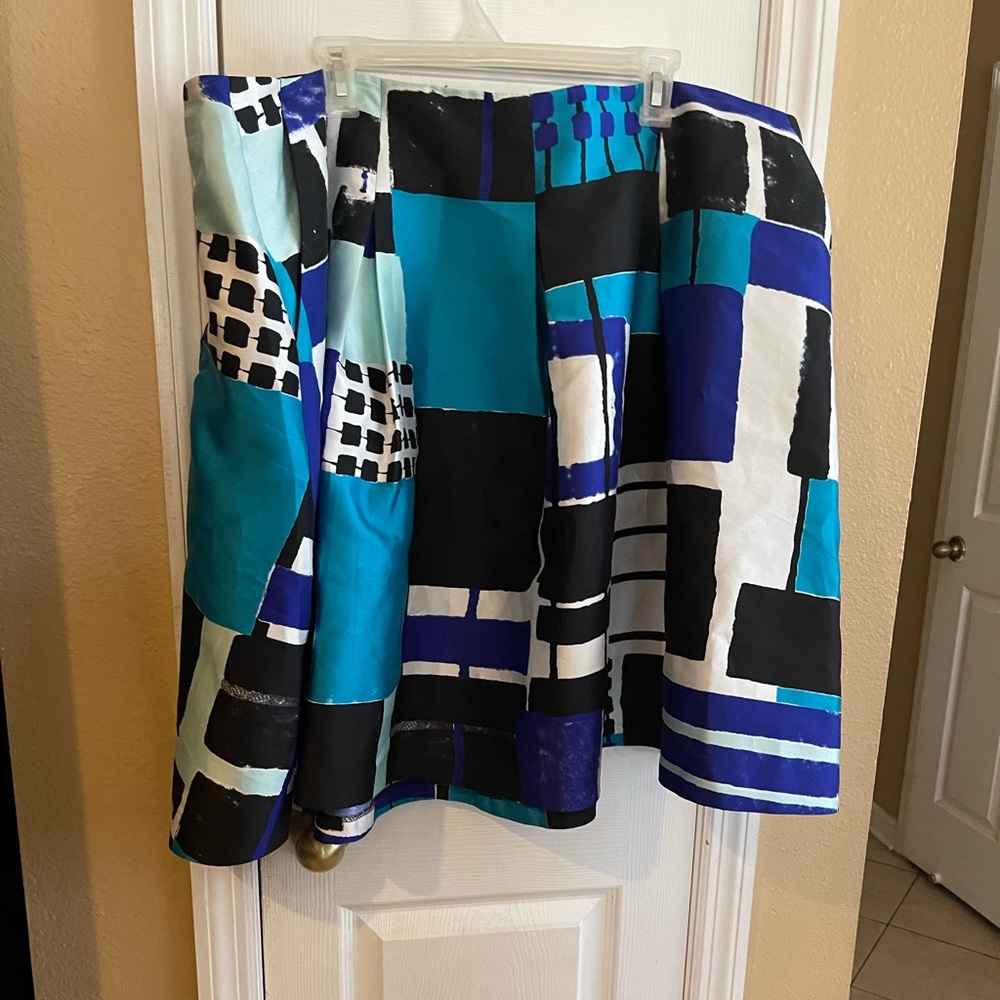 Lane Bryant Blue Geometric A Line Skirt w/ pockets
